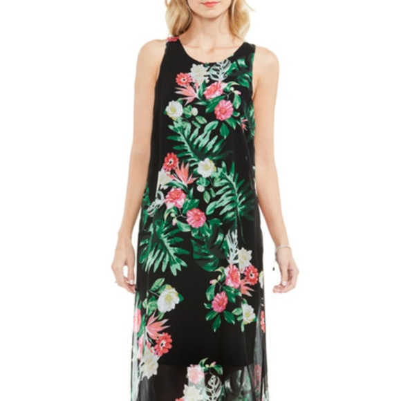 tropical floral print maxi dress